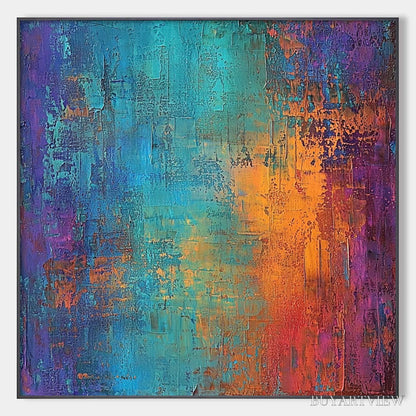 BUYARTVIEW Celestial Fusion – Textured Abstract Oil Painting in Turquoise - image 1