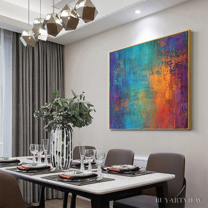 BUYARTVIEW Celestial Fusion – Textured Abstract Oil Painting in Turquoise - image 4
