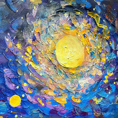 BUYARTVIEW Starry Voyage – Impressionist Nightscape Oil Painting in Blue - image 3