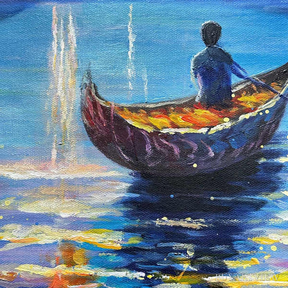 BUYARTVIEW Starry Voyage – Impressionist Nightscape Oil Painting in Blue - image 5