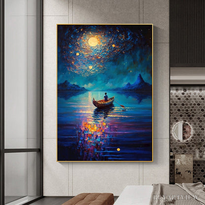 BUYARTVIEW Starry Voyage – Impressionist Nightscape Oil Painting in Blue - image 6