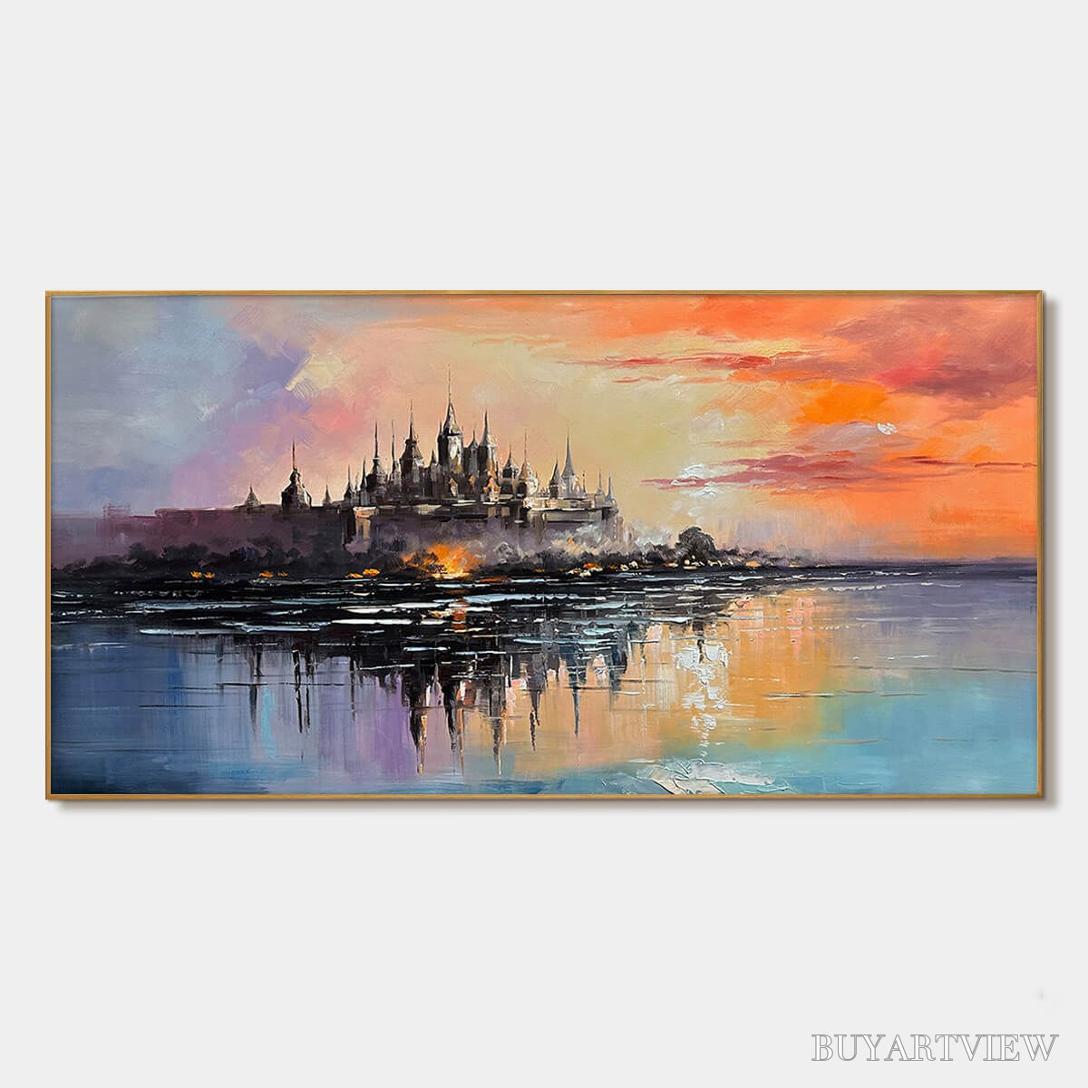 BUYARTVIEW Twilight Kingdom – Panoramic Castle Landscape Oil Painting - image 1
