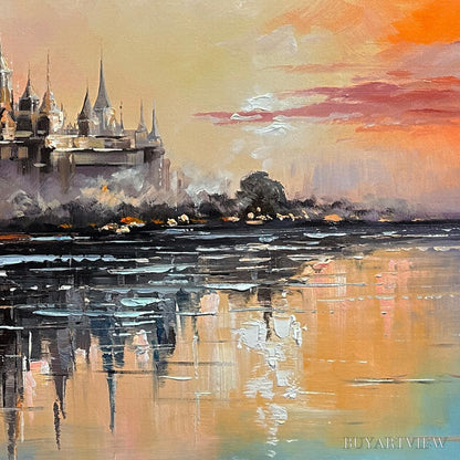 BUYARTVIEW Twilight Kingdom – Panoramic Castle Landscape Oil Painting - image 3