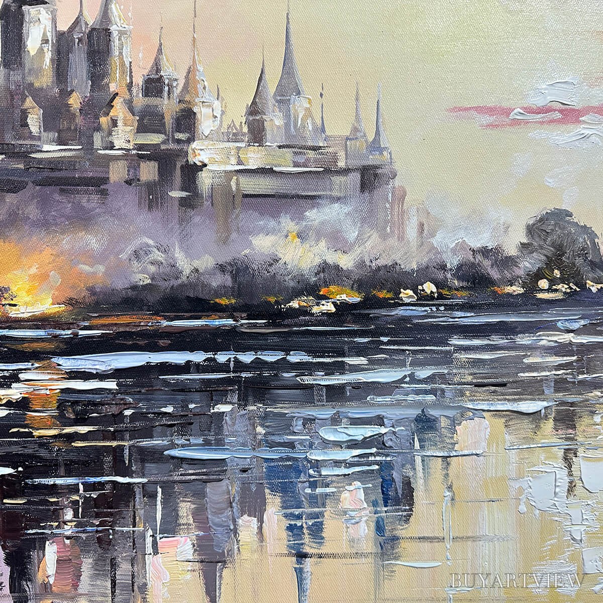 BUYARTVIEW Twilight Kingdom – Panoramic Castle Landscape Oil Painting - image 5