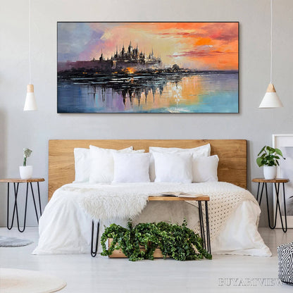 BUYARTVIEW Twilight Kingdom – Panoramic Castle Landscape Oil Painting - image 6