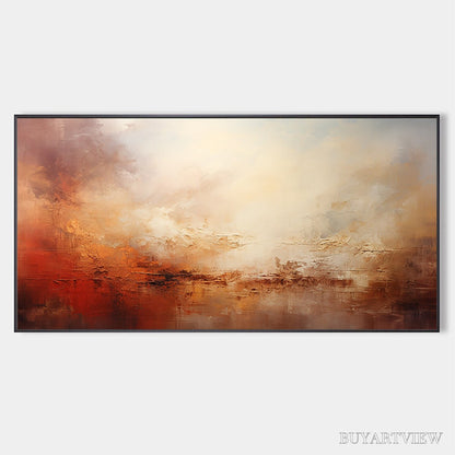 BUYARTVIEW Ember Sky – Abstract Landscape Textured Oil Painting in Warm Tones - image 1