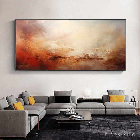 BUYARTVIEW Ember Sky – Abstract Landscape Textured Oil Painting in Warm Tones - image 2