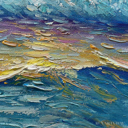 BUYARTVIEW Golden Horizon – Panoramic Coastal Sunset Oil Painting - image 3