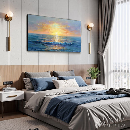 BUYARTVIEW Golden Horizon – Panoramic Coastal Sunset Oil Painting - image 4
