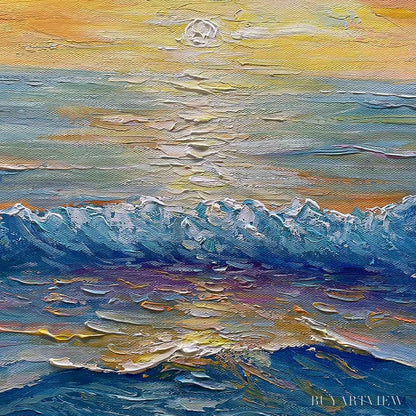 BUYARTVIEW Golden Horizon – Panoramic Coastal Sunset Oil Painting - image 5
