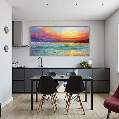 BUYARTVIEW Fiery Kiss – Coastal Sunset Oil Painting - image 6