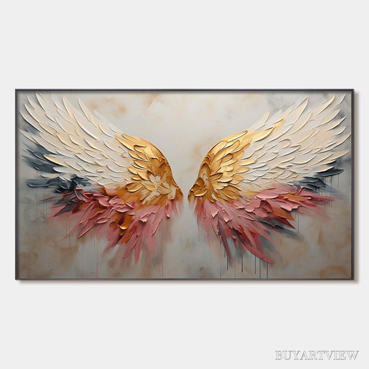BUYARTVIEW Seraph'S Grace – Angelic Wings Impasto Oil Painting - image 1