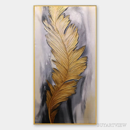 BUYARTVIEW Blemished Sky – Abstract Feather Oil Painting - image 1