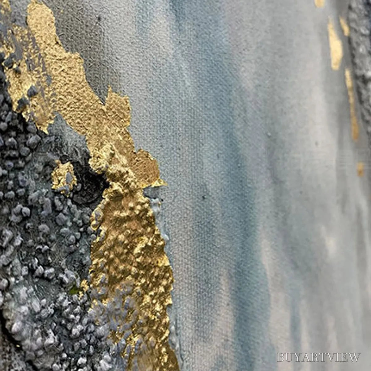 BUYARTVIEW Celestial River – Vertical Abstract Oil Painting with Gold Leaf Accents - image 6