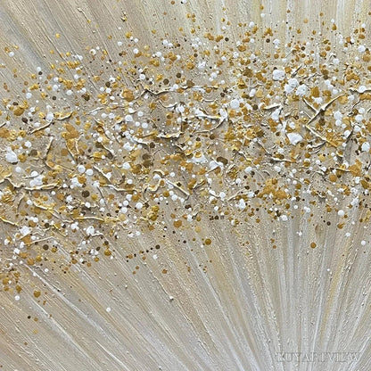 BUYARTVIEW Golden Aurora – Abstract Painting in Gold and Beige, Horizontal Canvas, Modern - image 5