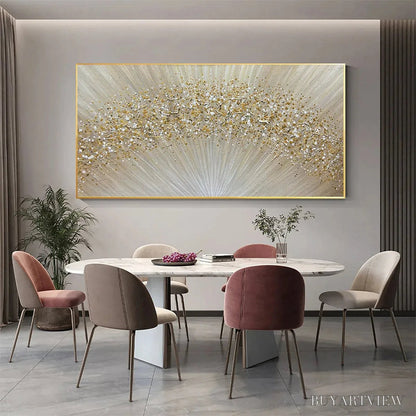 BUYARTVIEW Golden Aurora – Abstract Painting in Gold and Beige, Horizontal Canvas, Modern - image 6