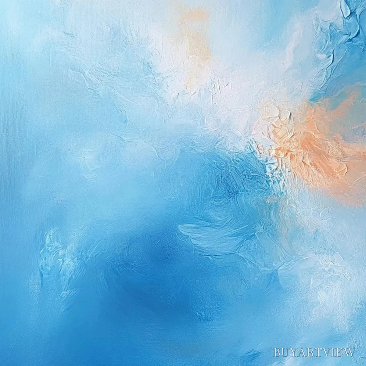 BUYARTVIEW Skyscape Serenity – Abstract Blue and Peach Oil Painting - image 4