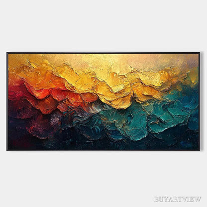 BUYARTVIEW Molten Horizon – Textured Impasto Abstract Landscape Oil Painting - image 1