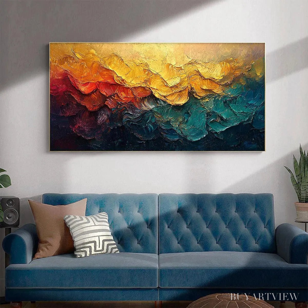 BUYARTVIEW Molten Horizon – Textured Impasto Abstract Landscape Oil Painting - image 6