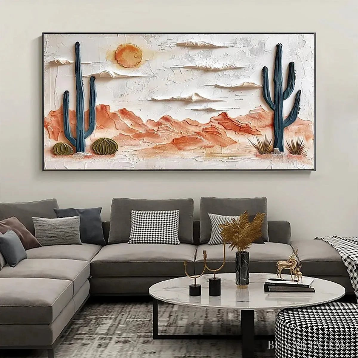 BUYARTVIEW Desert Sunrise – Textured Desert Landscape Painting, Impasto , Horizontal Canvas, Southwestern Decor - image 2