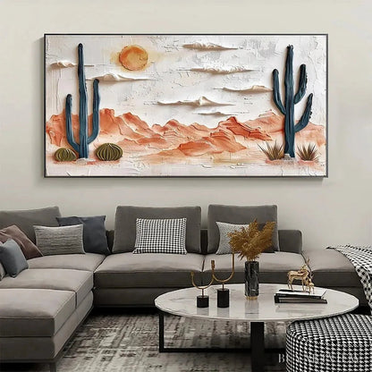 BUYARTVIEW Desert Sunrise – Textured Desert Landscape Painting, Impasto , Horizontal Canvas, Southwestern Decor - image 2