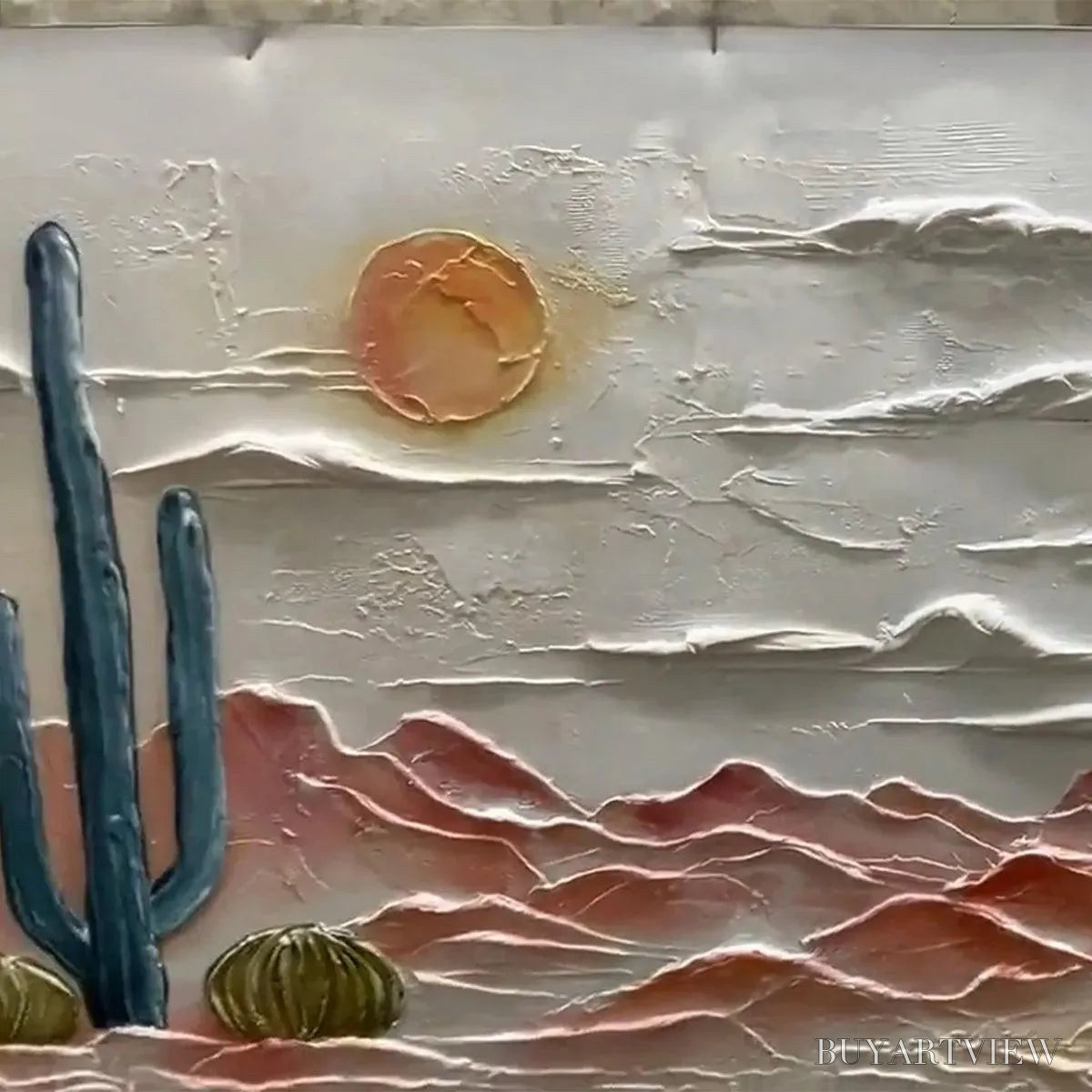BUYARTVIEW Desert Sunrise – Textured Desert Landscape Painting, Impasto , Horizontal Canvas, Southwestern Decor - image 3