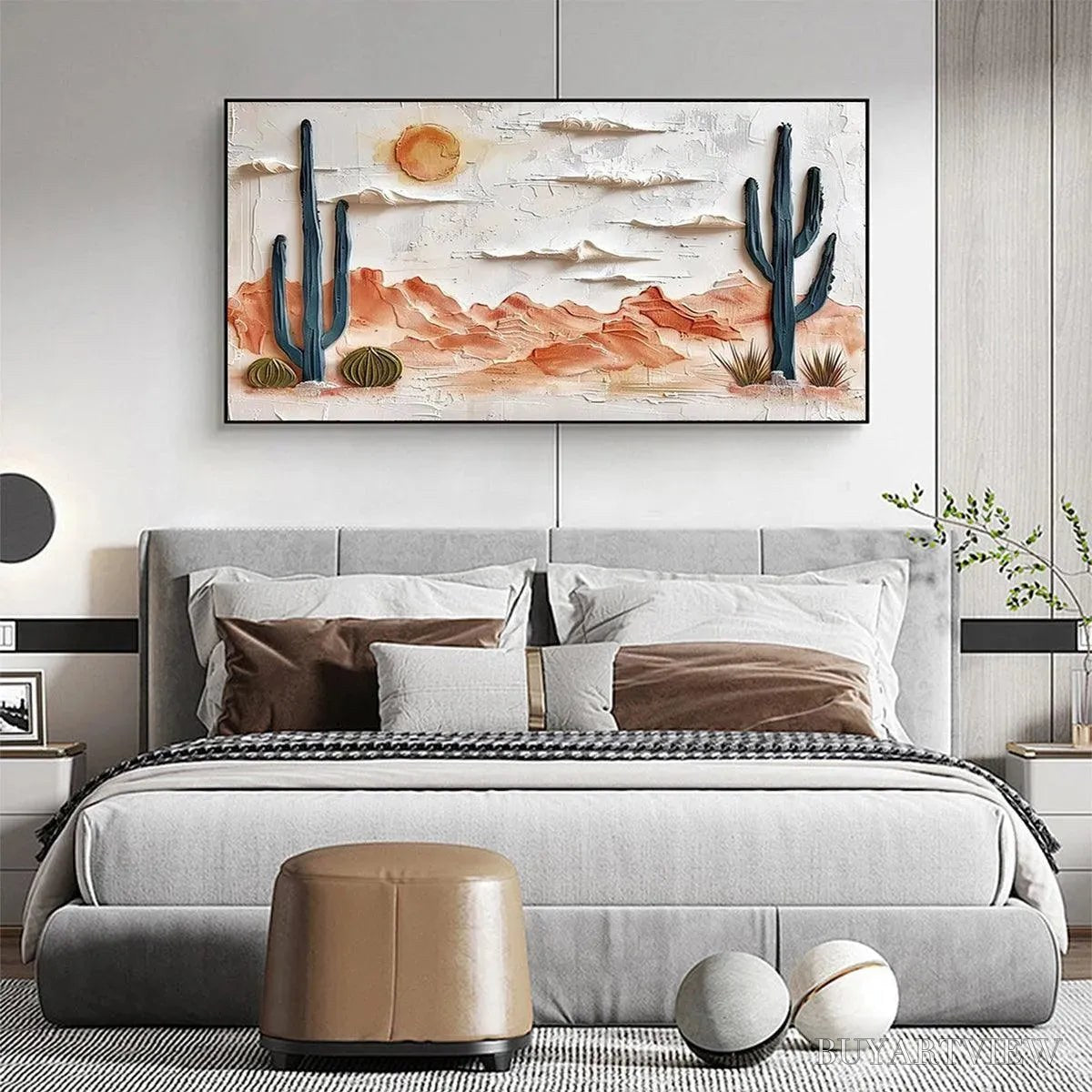 BUYARTVIEW Desert Sunrise – Textured Desert Landscape Painting, Impasto , Horizontal Canvas, Southwestern Decor - image 4