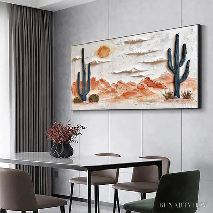 BUYARTVIEW Desert Sunrise – Textured Desert Landscape Painting, Impasto , Horizontal Canvas, Southwestern Decor - image 5