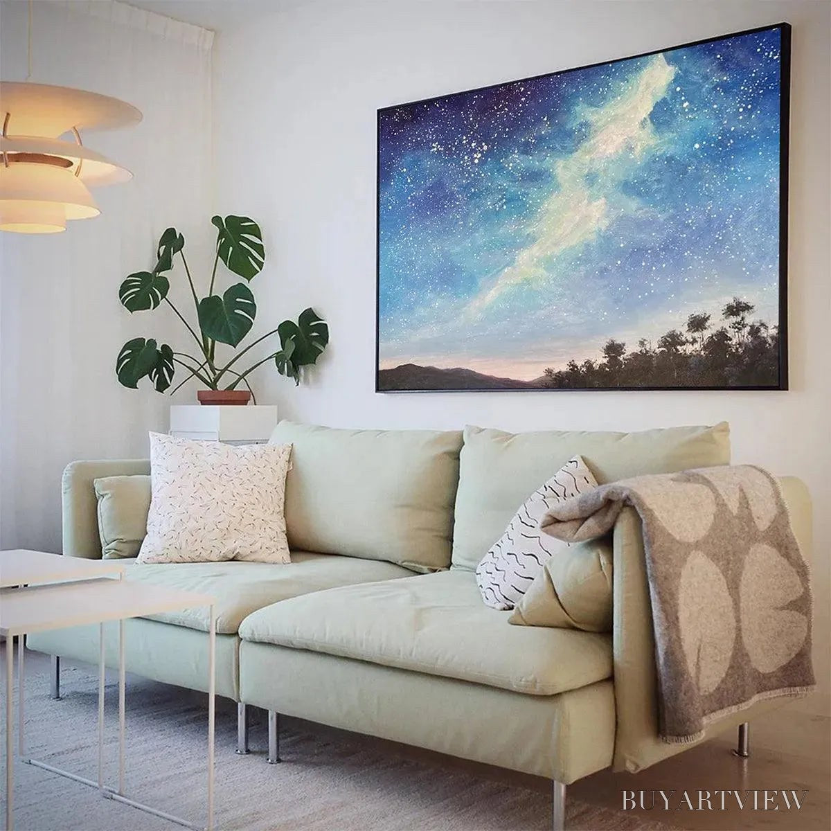 BUYARTVIEW Celestial Dreamscape – Nightscape Painting, Starry Sky , Panoramic Landscape, Horizontal Canvas - image 5