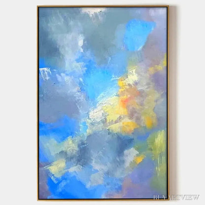 BUYARTVIEW Skyscape Serenade – Abstract Painting, Blue and Yellow , Textured Canvas, Vertical - image 1
