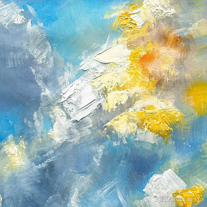 BUYARTVIEW Skyscape Serenade – Abstract Painting, Blue and Yellow , Textured Canvas, Vertical - image 3