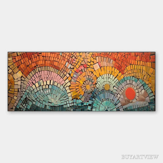 BUYARTVIEW Mosaic Sunset Panoramic – Mosaic Painting, Panoramic , Colorful Decor - image 1