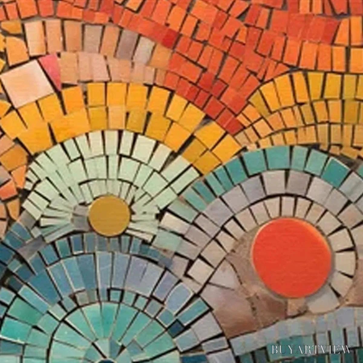 BUYARTVIEW Mosaic Sunset Panoramic – Mosaic Painting, Panoramic , Colorful Decor - image 3