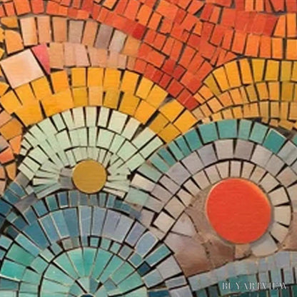 BUYARTVIEW Mosaic Sunset Panoramic – Mosaic Painting, Panoramic , Colorful Decor - image 3