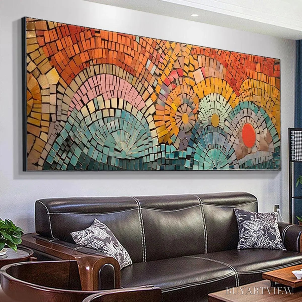 BUYARTVIEW Mosaic Sunset Panoramic – Mosaic Painting, Panoramic , Colorful Decor - image 5