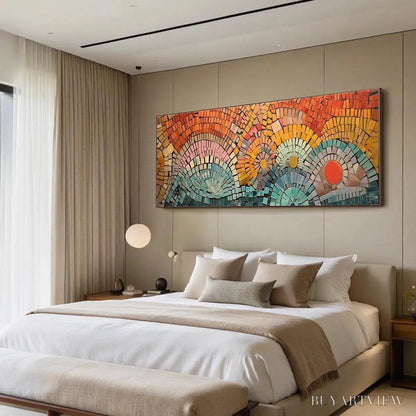 BUYARTVIEW Mosaic Sunset Panoramic – Mosaic Painting, Panoramic , Colorful Decor - image 6