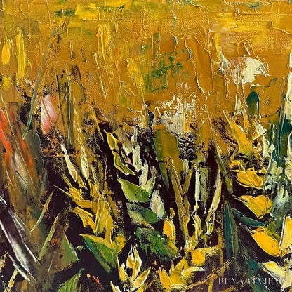 BUYARTVIEW Golden Sunset Field – Landscape Painting of a Wheat Field at Sunset - image 3