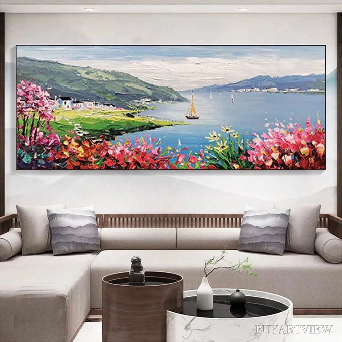 BUYARTVIEW Seaside Charm – Impressionist Coastal Landscape Painting - image 3