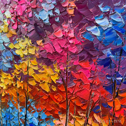 BUYARTVIEW Twilight Reflections – Colorful Landscape Painting of Trees by the Water - image 3