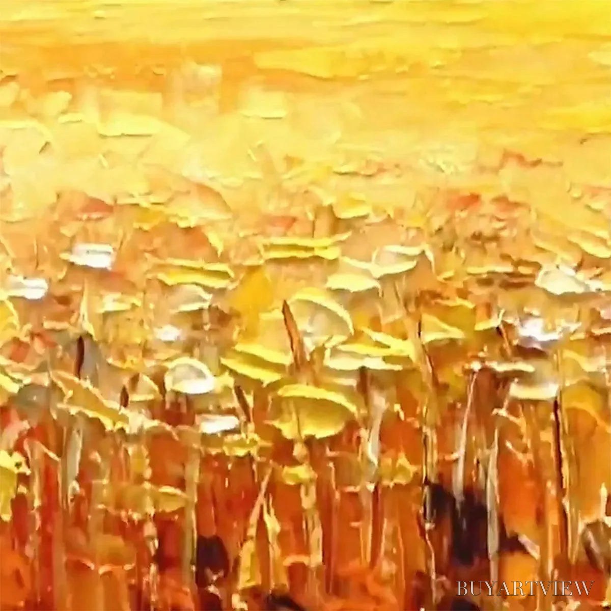 BUYARTVIEW Golden Harvest – Landscape Painting of a Golden Field at Sunset - image 3