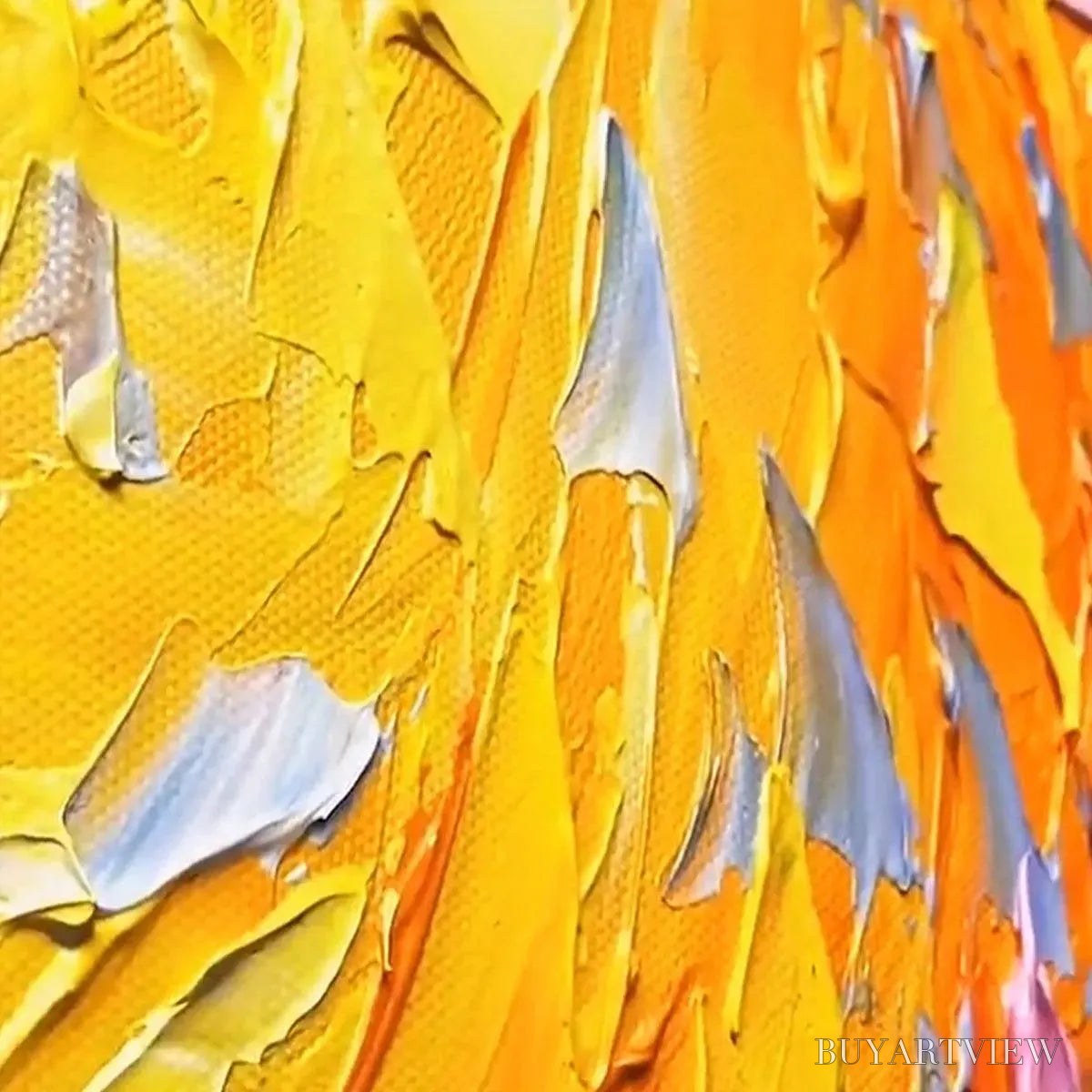BUYARTVIEW Sunrise Serenade – Textured Abstract Sunrise Painting in Yellow and Blue - image 3