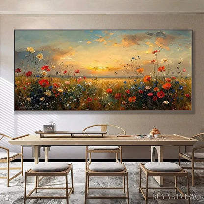 BUYARTVIEW Sunset Field – Colorful Wildflower Field Landscape Painting - image 2