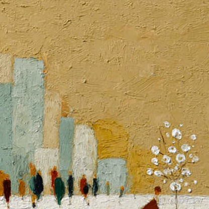 BUYARTVIEW Winter Stroll – Textured Figurative Cityscape Painting - image 5