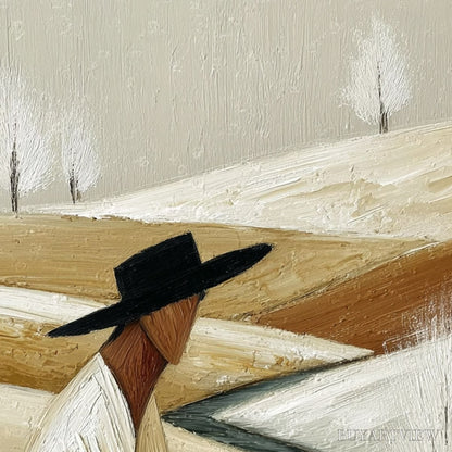 BUYARTVIEW Winter'S Repose – Textured Minimalist Figurative Landscape Painting - image 3