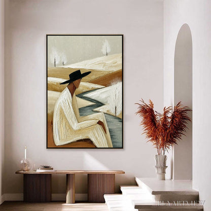 BUYARTVIEW Winter'S Repose – Textured Minimalist Figurative Landscape Painting - image 4
