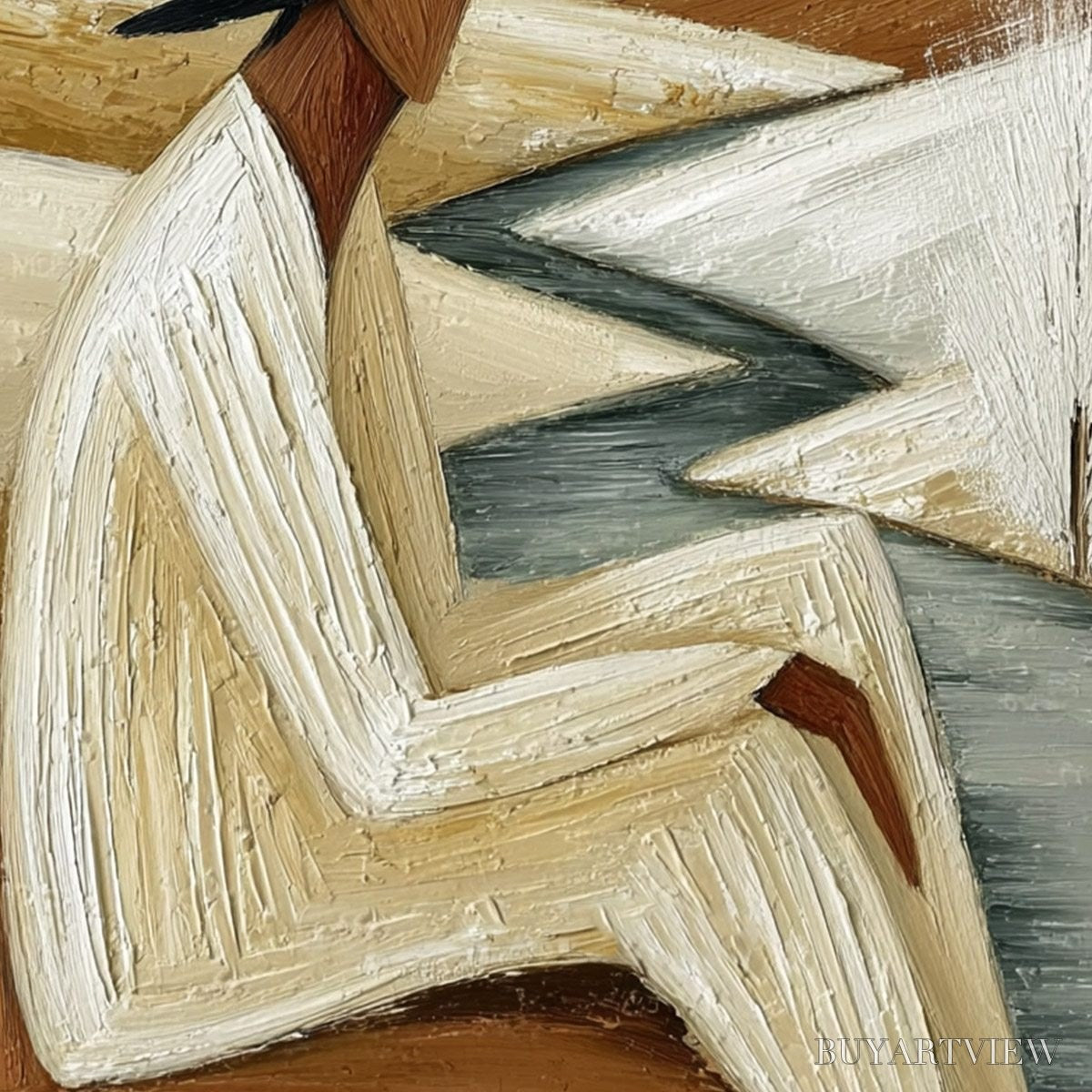 BUYARTVIEW Winter'S Repose – Textured Minimalist Figurative Landscape Painting - image 5