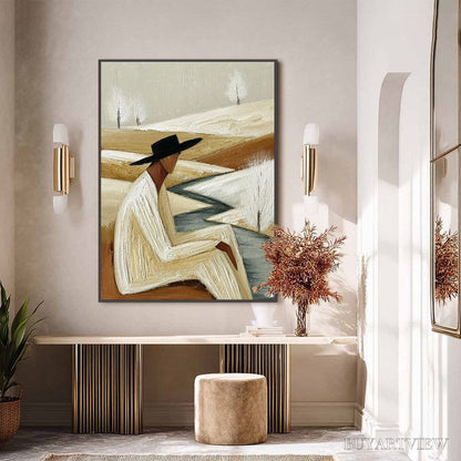BUYARTVIEW Winter'S Repose – Textured Minimalist Figurative Landscape Painting - image 6