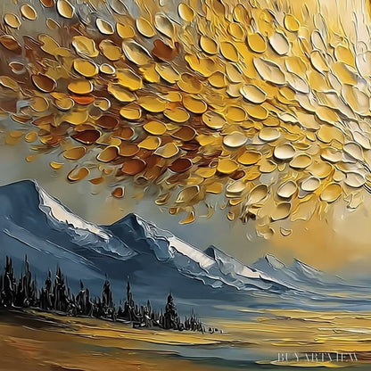 BUYARTVIEW Aura of Gold – Textured Golden Tree of Life Landscape Painting - image 3