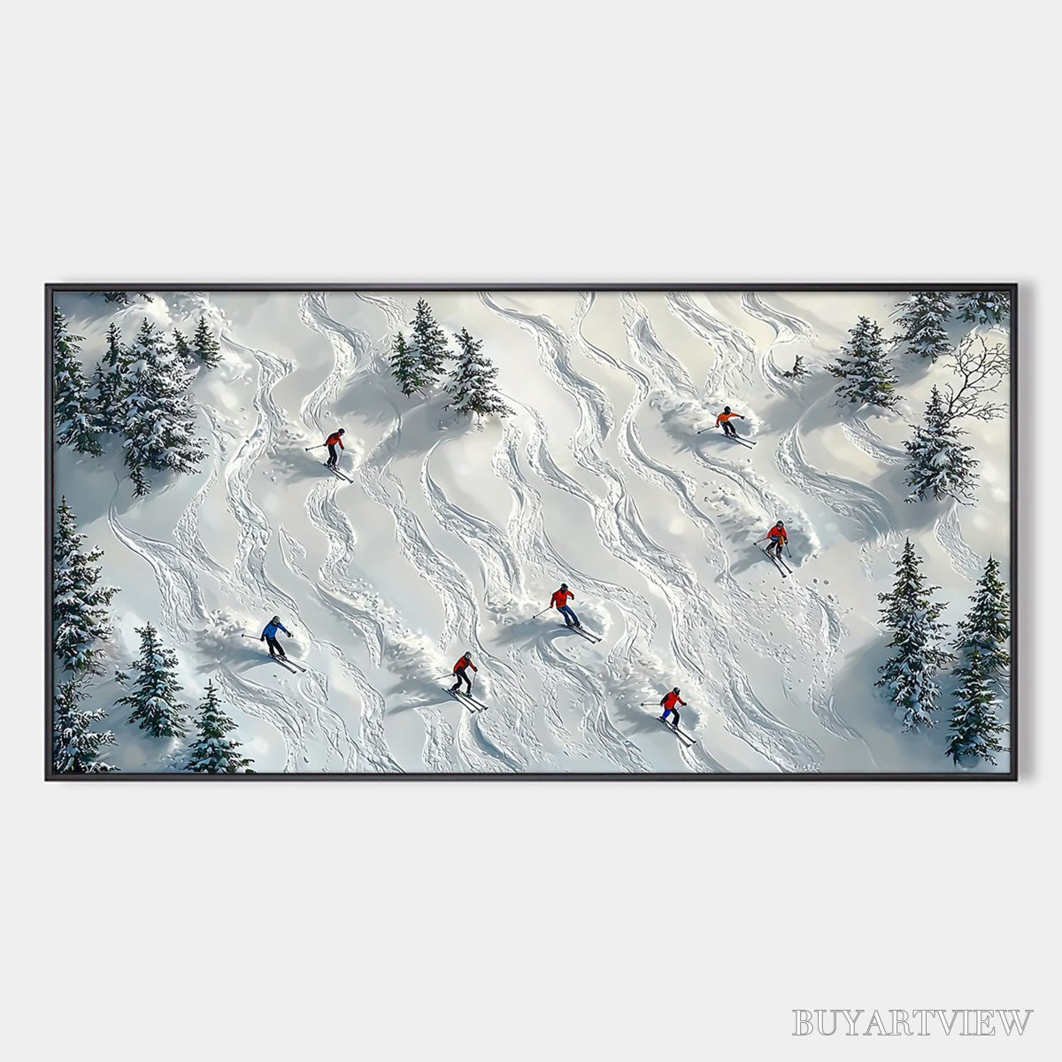 BUYARTVIEW Snow Dance – Minimalist Winter Sports Scene Oil Painting - image 1