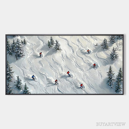 BUYARTVIEW Snow Dance – Minimalist Winter Sports Scene Oil Painting - image 1